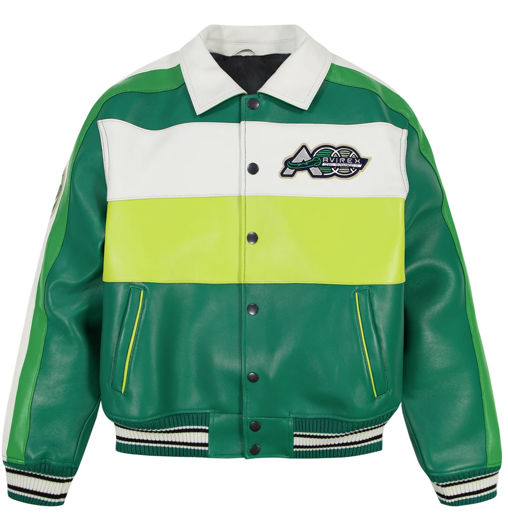Handmade Men's Avirex Grand Slam Limited Edition Bomber Jacket Genuine Cowhide Leather