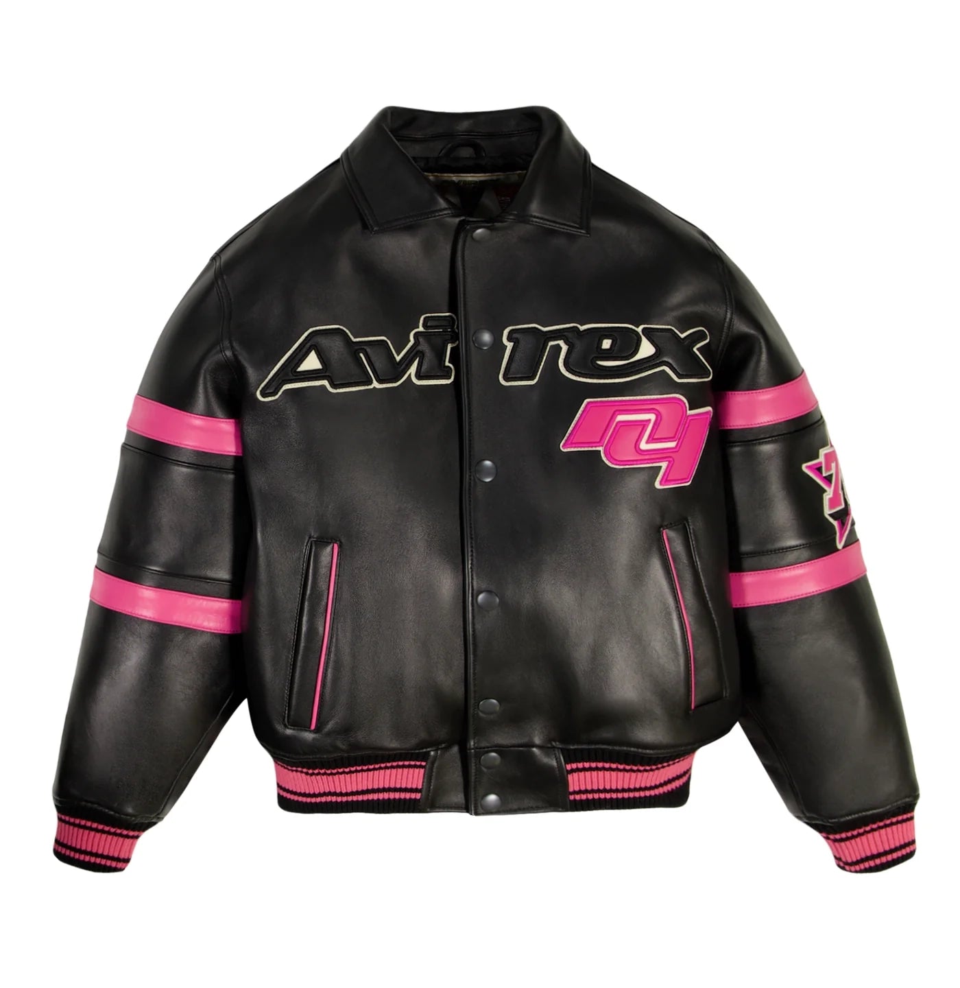HARDIES X AVIREX Jacket Leather Bomber Jacket, Vintage Varsity Style
