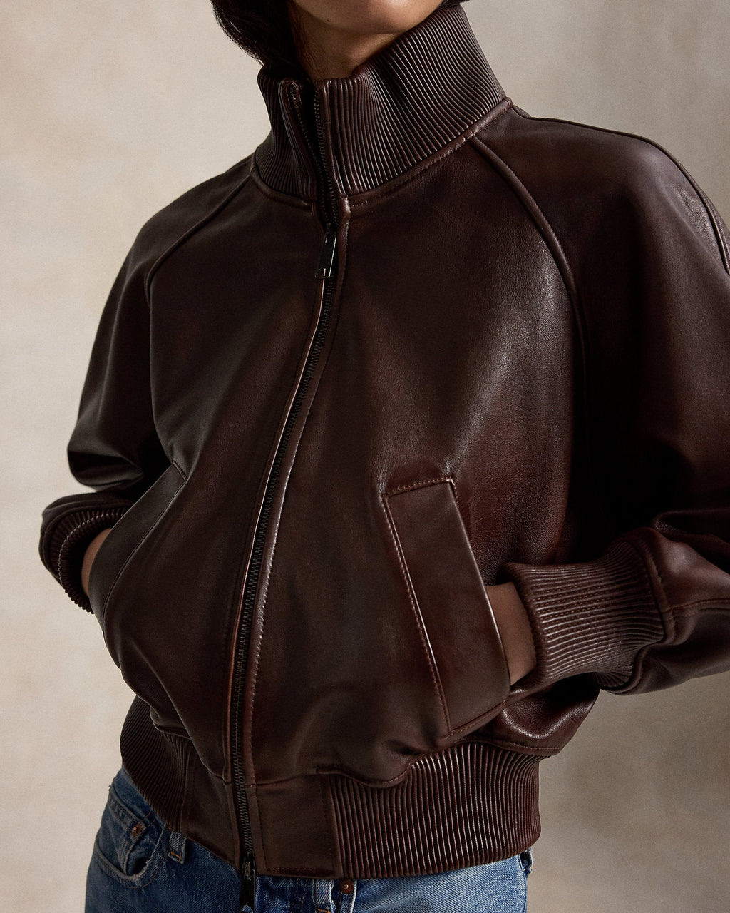 Ralph Lauren Flight Leather Jacket – Premium Women's Classic Aviator Jacket