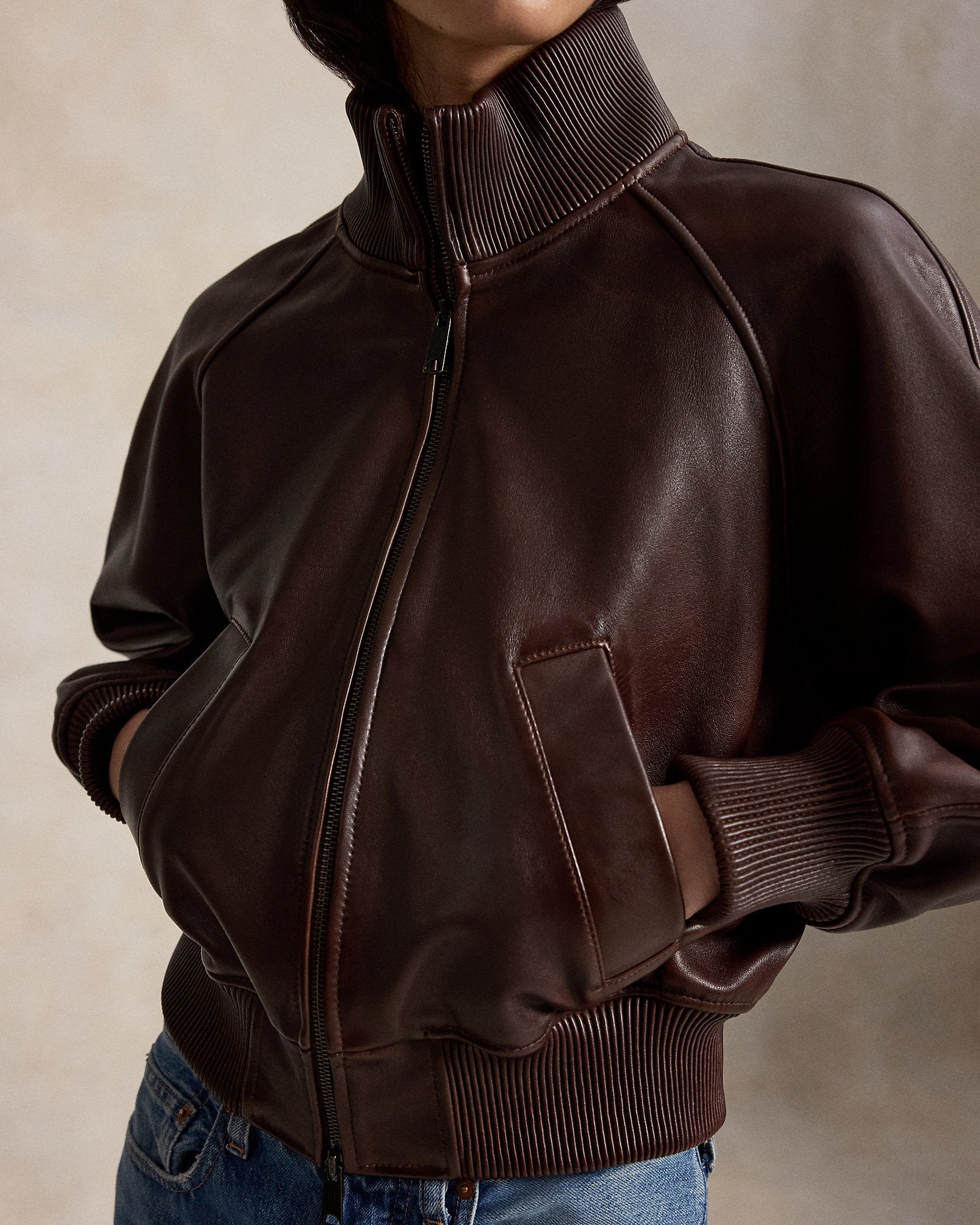 Ralph Lauren Flight Leather Jacket – Premium Women's Classic Aviator Jacket