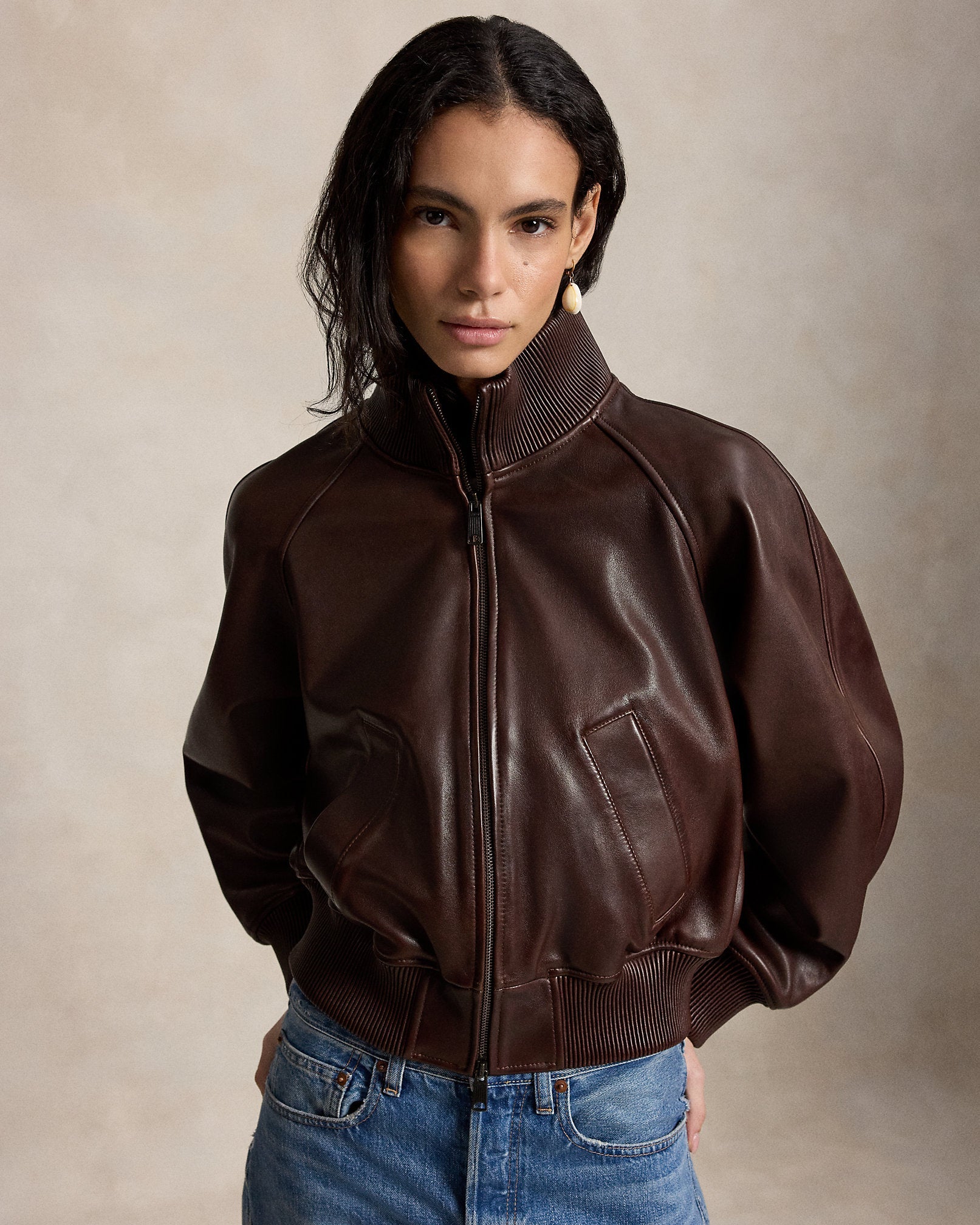Ralph Lauren Flight Leather Jacket – Premium Women's Classic Aviator Jacket