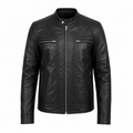 Elegans Café Racer Skinnjacka i Äkta Läder – Svart Premium Herrjacka