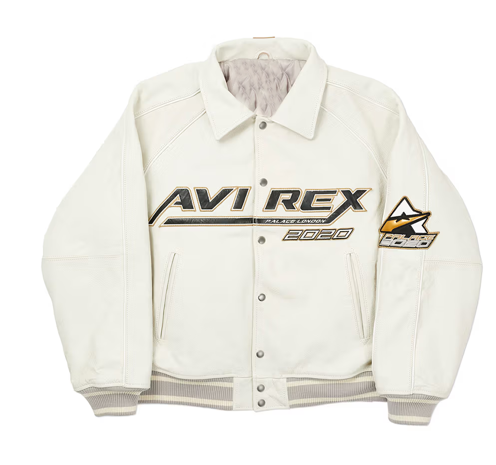 Handmade Men's Avirex x Palace No Snakes Limited Edition Bomber Jacket Genuine Cowhide Leather