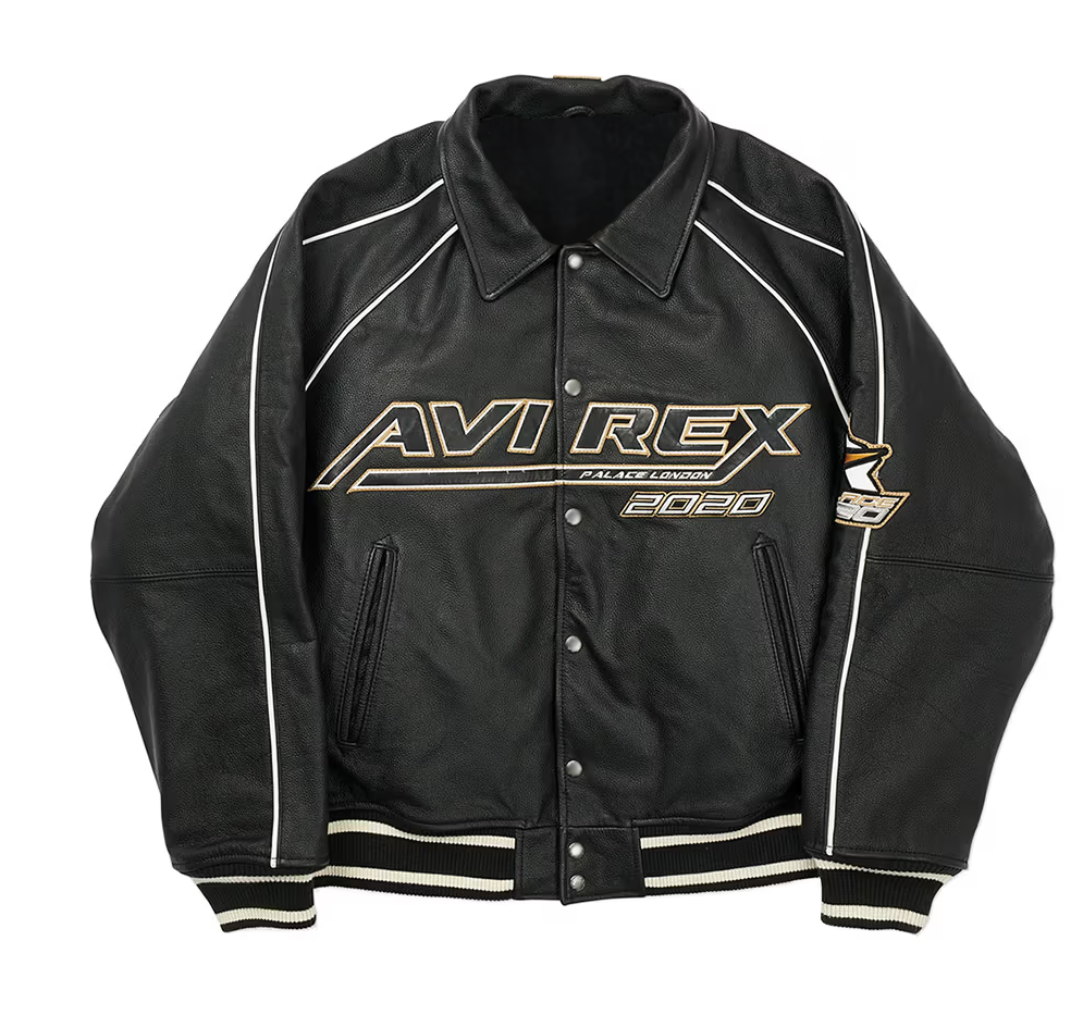Handmade Men's Avirex x Palace No Snakes Limited Edition Bomber Jacket Genuine Cowhide Leather