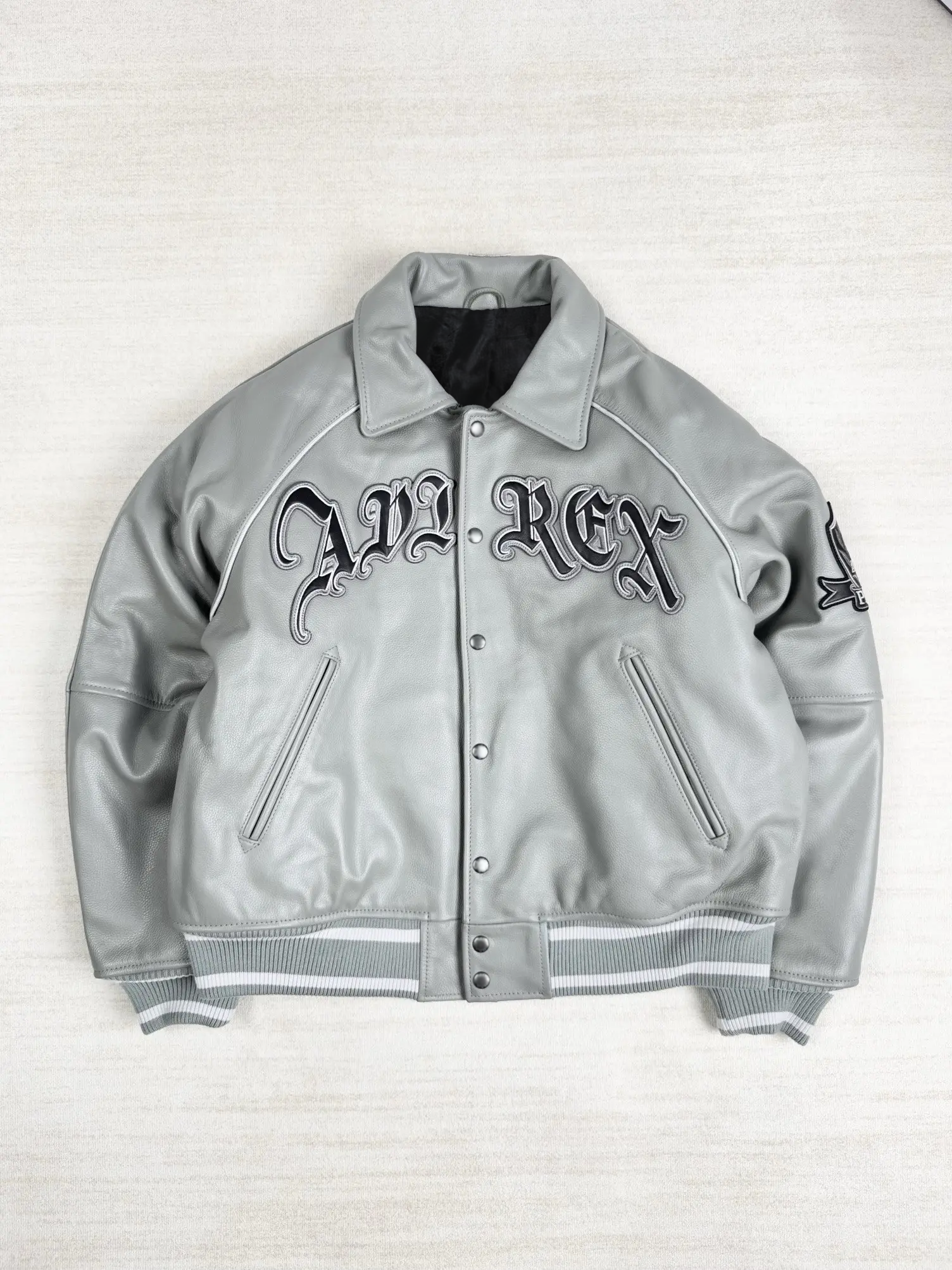 Handmade Avirex x Palace London Grey Jacket Genuine Leather Limited Edition Men’s Flight Jacket