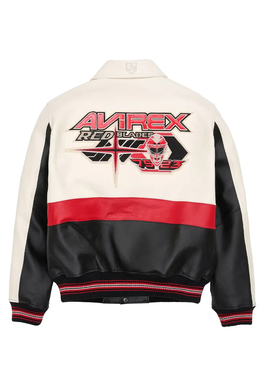 AVIREX Red Blades Bomber Limited Edition Leather Jacket | Men’s Vintage Military Flight Jacket