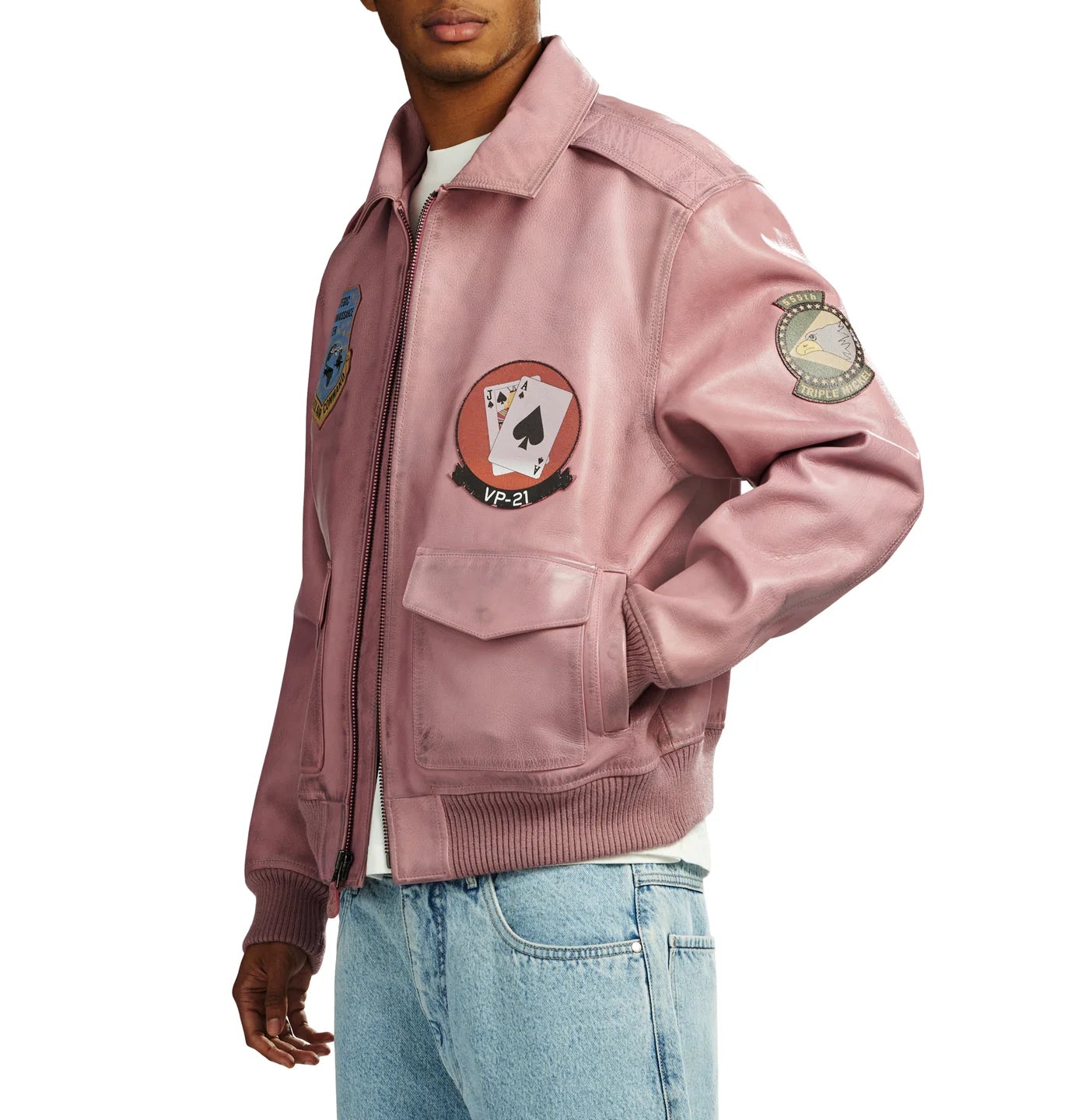 Handmade Avirex Flight A2 Leather Bomber Jacket, Embroidery Vintage Varsity Style