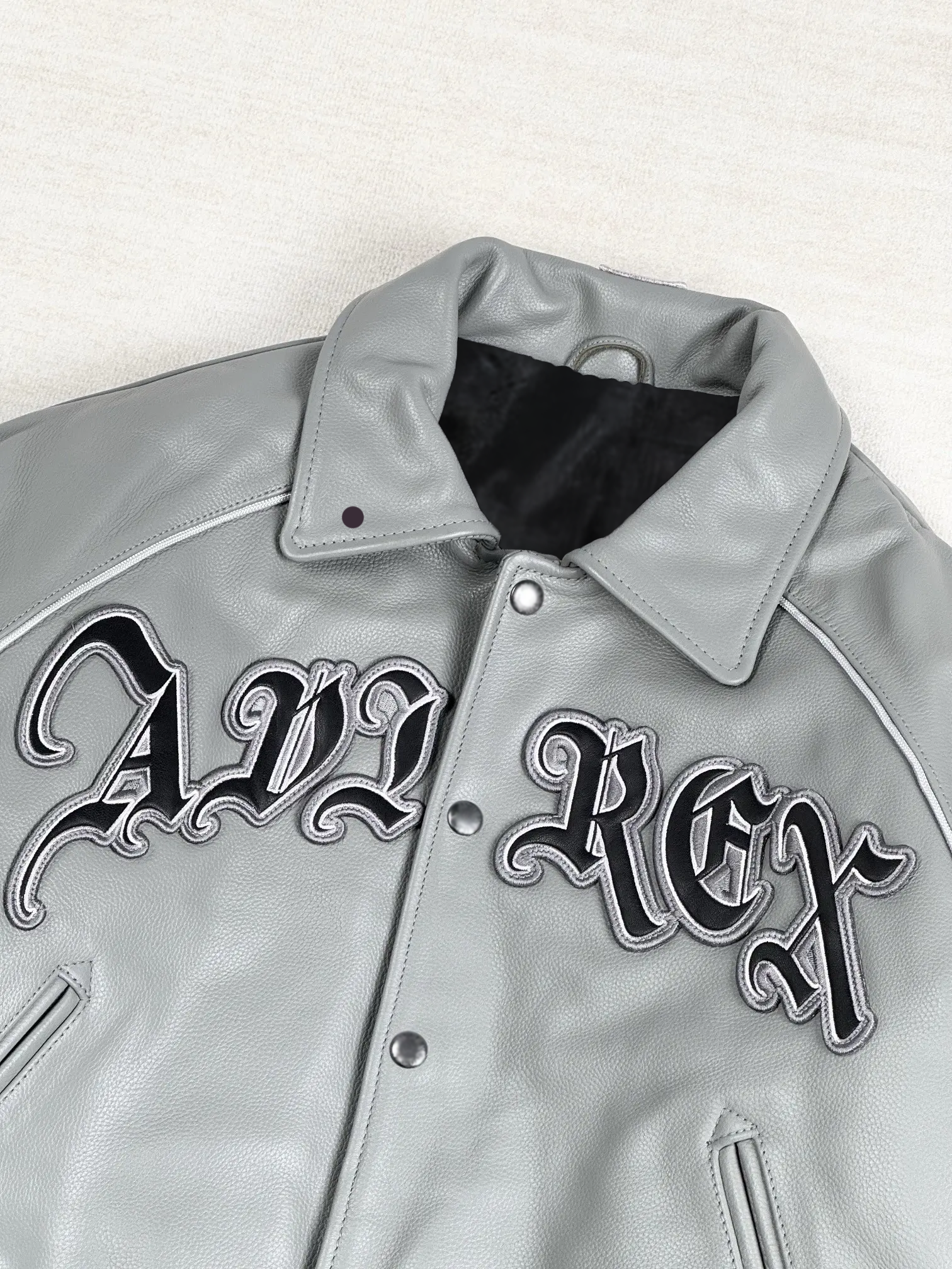 Handmade Avirex x Palace London Grey Jacket Genuine Leather Limited Edition Men’s Flight Jacket