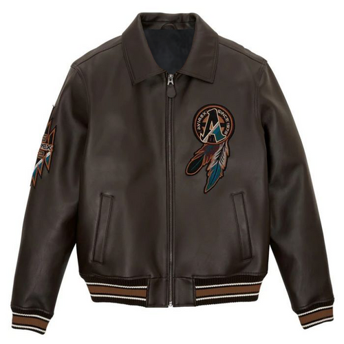 Avirex Buffalo Legends A2 Brown Leather Bomber Jacket Embroidered Limited Edition