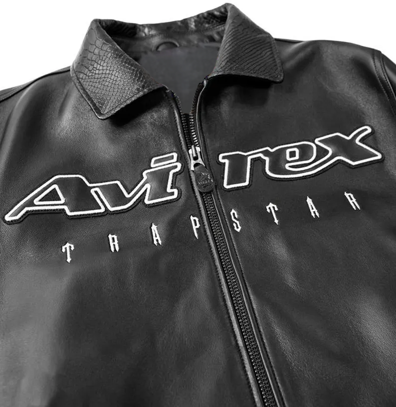 Handmade Avirex x Trapstar Black Bomber Jacket Lambskin Leather Limited Edition Men’s Flight Jacket
