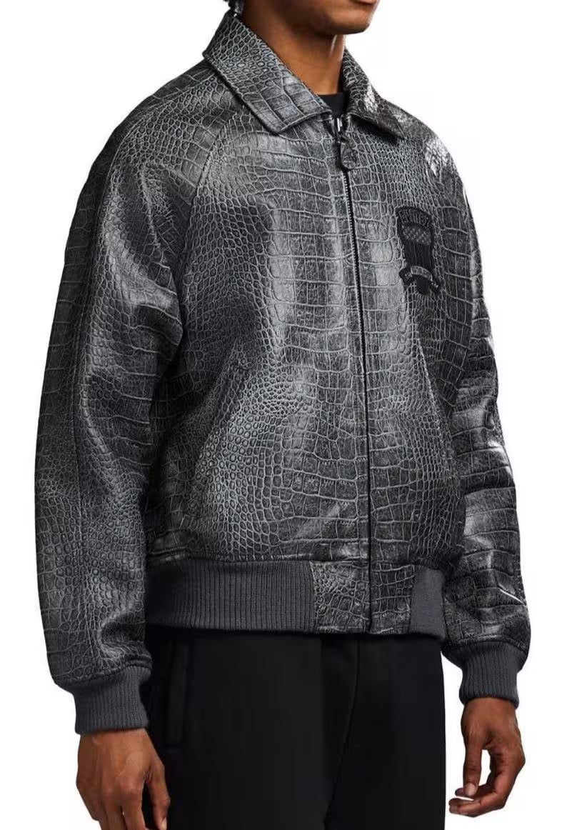 Handmade Avirex Crocodile Bomber Jacket Cowhide Leather Limited Edition Men’s Flight Jacket