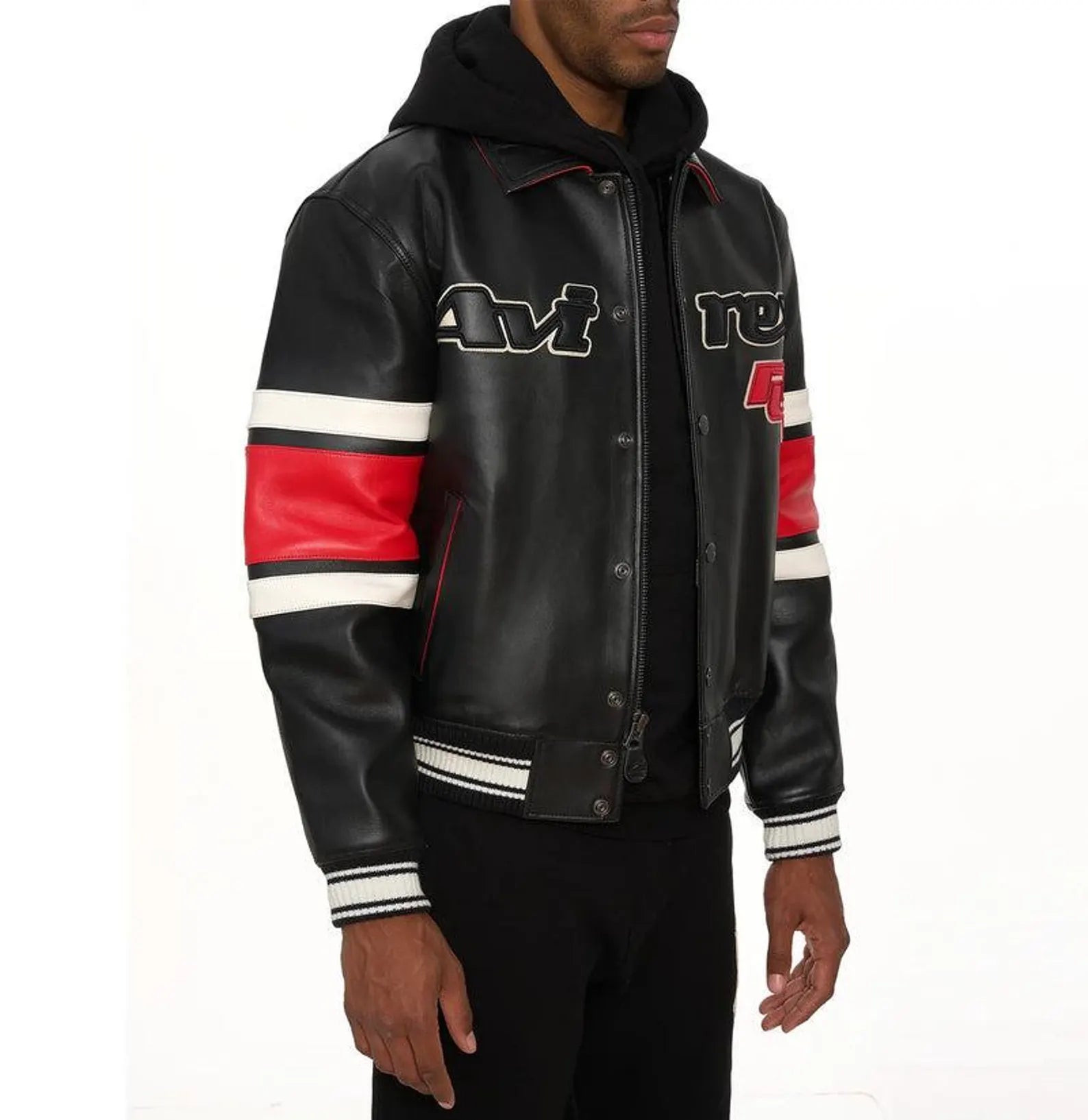 Avirex 75th Anniversary Leather Bomber Jacket, Vintage Varsity Style