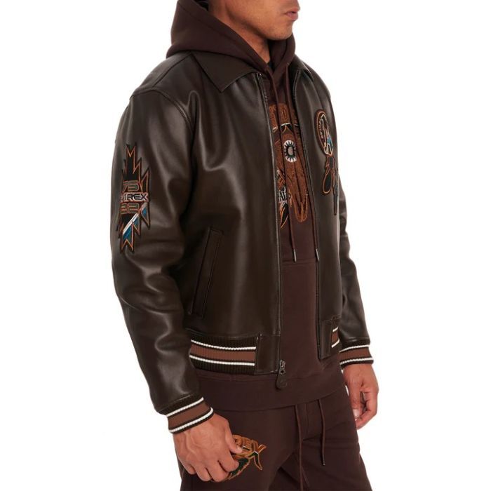 Avirex Buffalo Legends A2 Brown Leather Bomber Jacket Embroidered Limited Edition