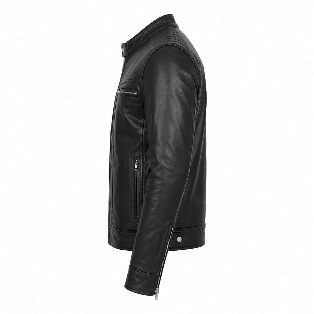 Elegans Café Racer Skinnjacka i Äkta Läder – Svart Premium Herrjacka