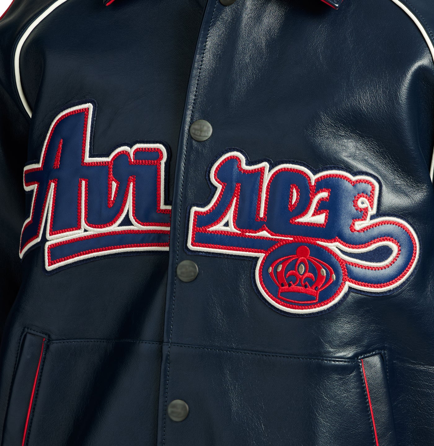 Handmade Avirex ColdKickOff The Kings Leather Bomber Jacket, Embroidery Vintage Varsity Style