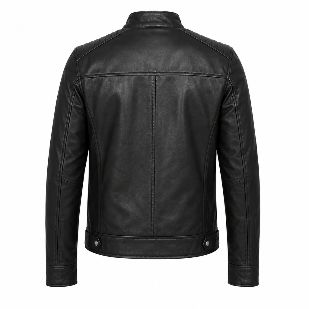 Elegans Café Racer Skinnjacka i Äkta Läder – Svart Premium Herrjacka