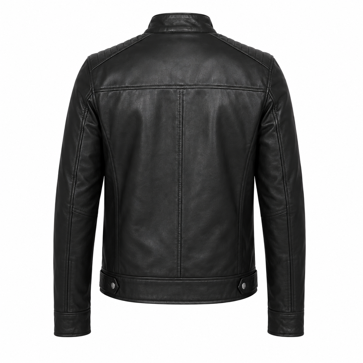 Elegans Café Racer Skinnjacka i Äkta Läder – Svart Premium Herrjacka