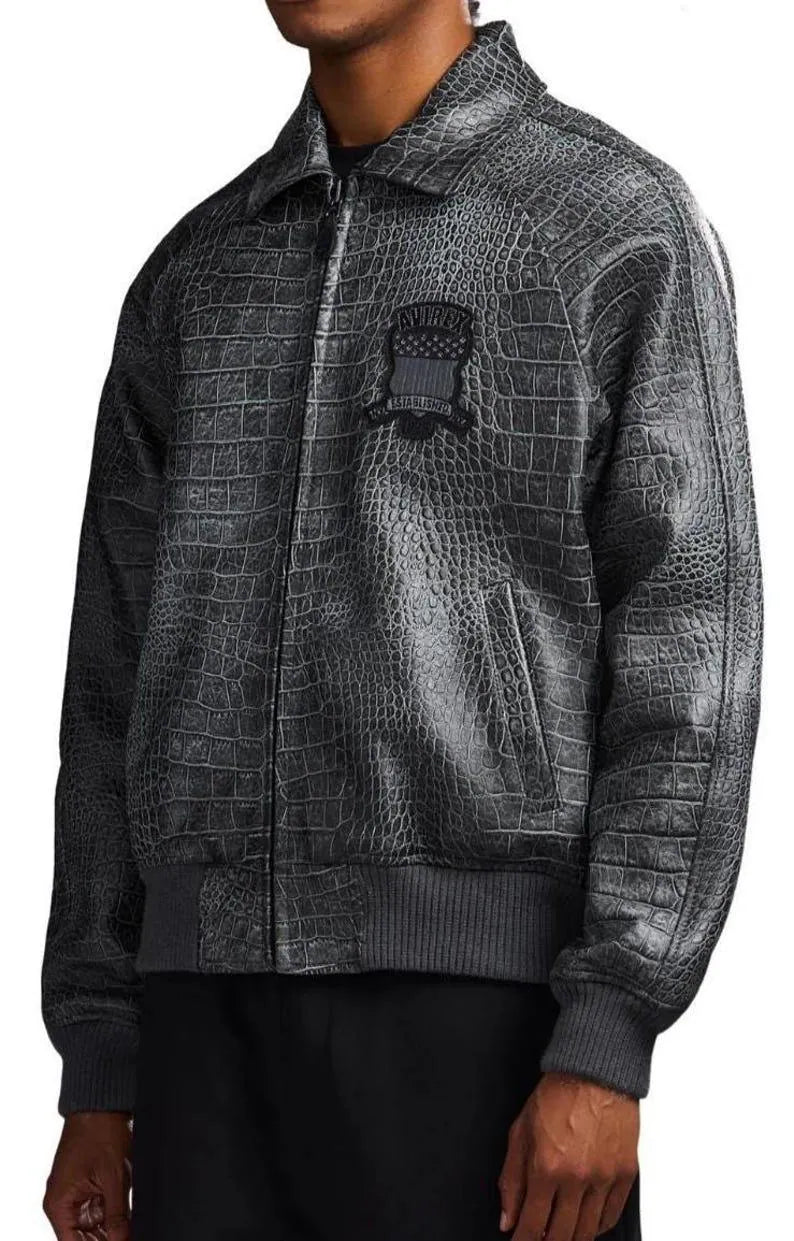 Handmade Avirex Crocodile Bomber Jacket Cowhide Leather Limited Edition Men’s Flight Jacket