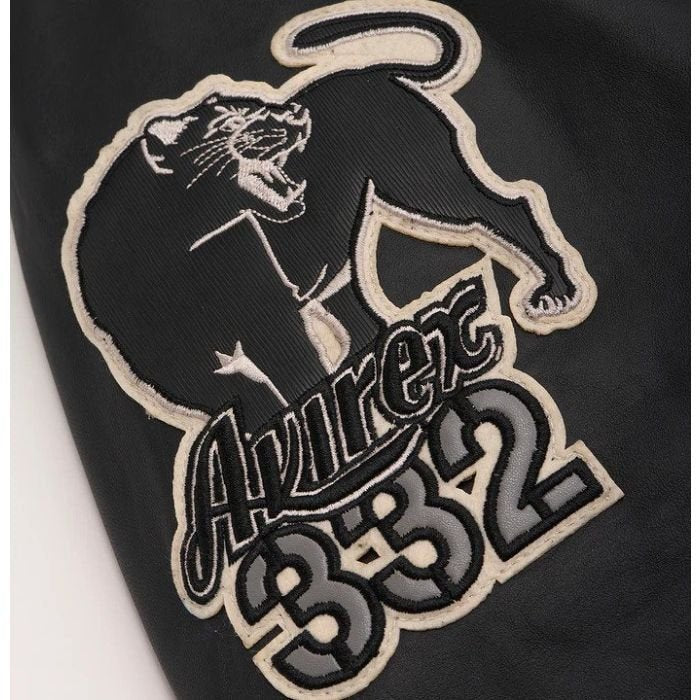 AVIREX A-2 Black Aces Leather Jacket | Classic Military Bomber Flight Jacket | Men’s Aviator Coat