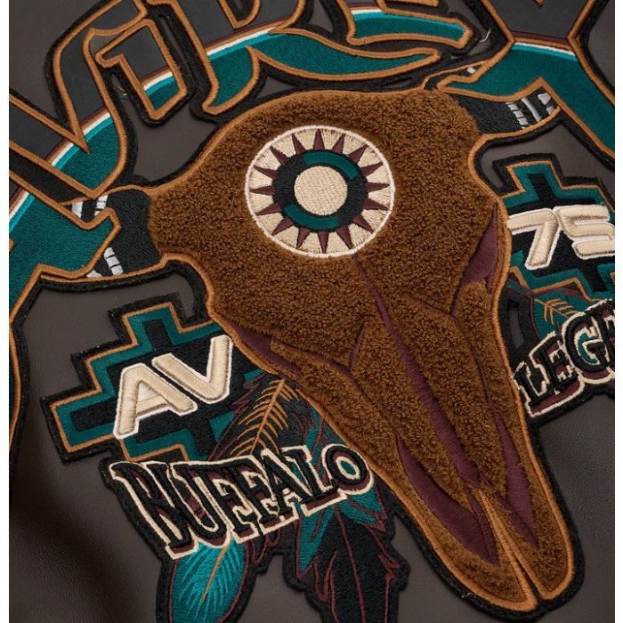 Avirex Buffalo Legends A2 Brown Leather Bomber Jacket Embroidered Limited Edition