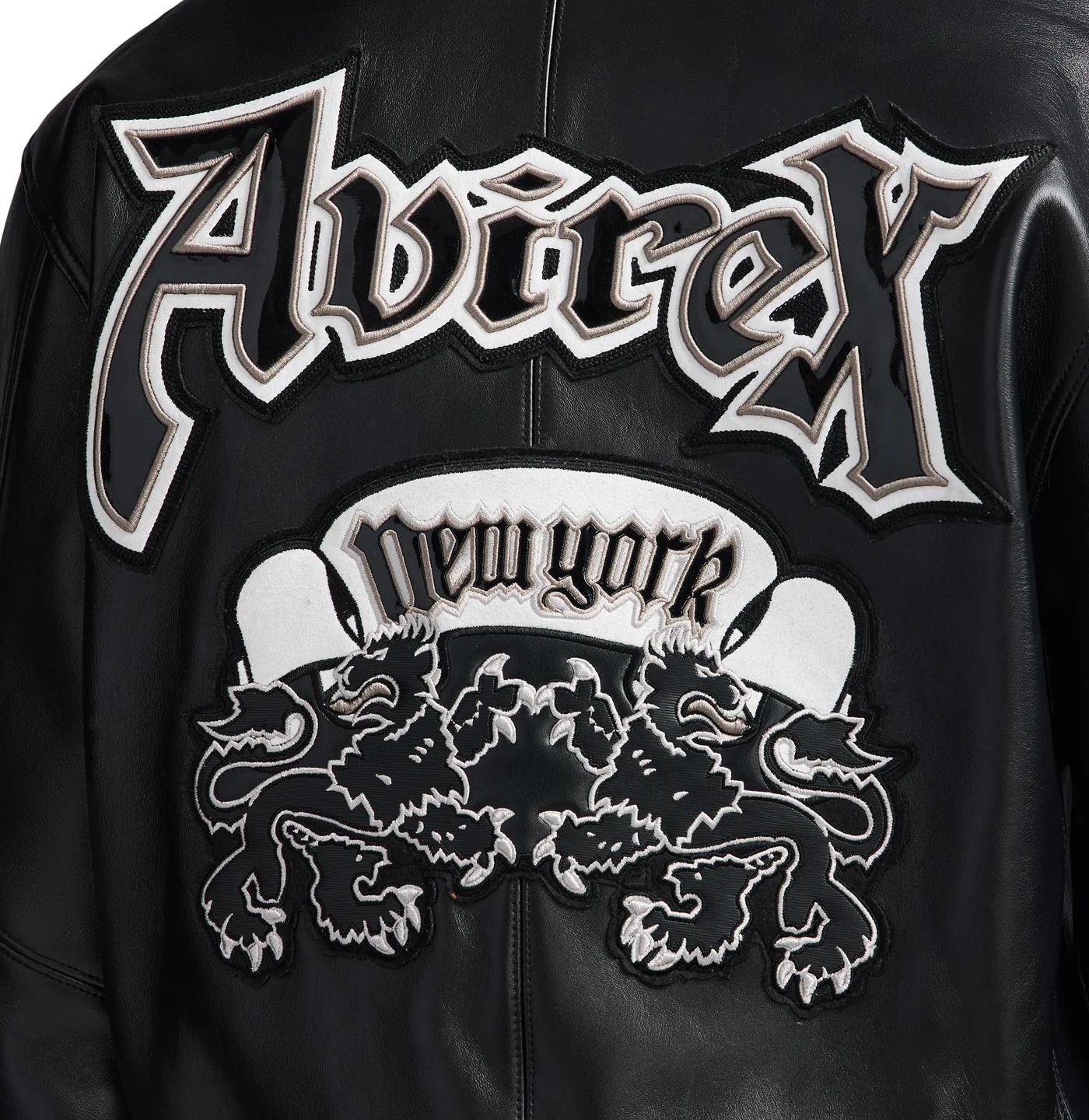 Handmade Avirex Goth Leather Bomber Jacket, Embroidery Vintage Varsity Style